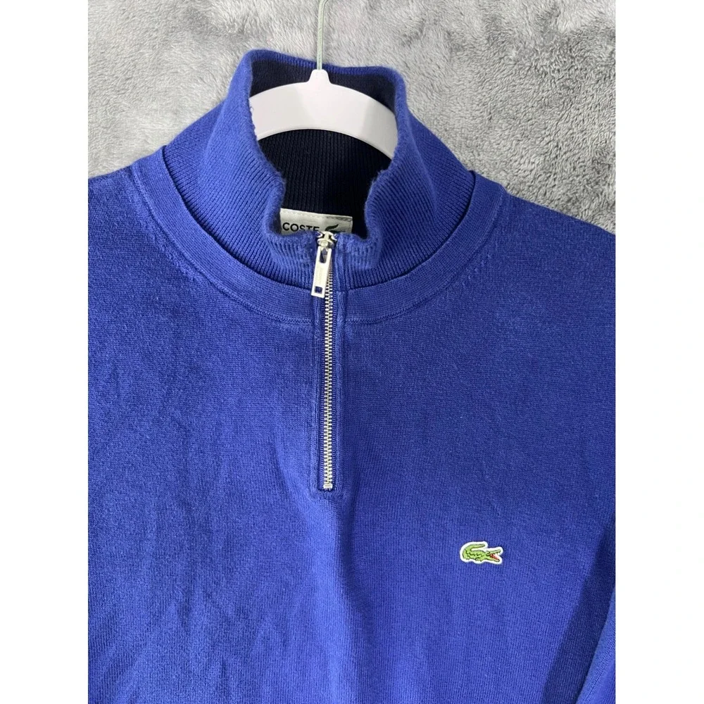 Lacoste Mens Royal Blue Quarter Zip Pullover Sweater Size US Medium FR 4